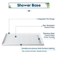 SUNNY SHOWER Sheet Molding Compound Shower Base for 48 x 32 Inch Shower Enclosure Right Shower Drain Included, 32" x 48" x 4" Shower Tray Base, White - Satin Showers