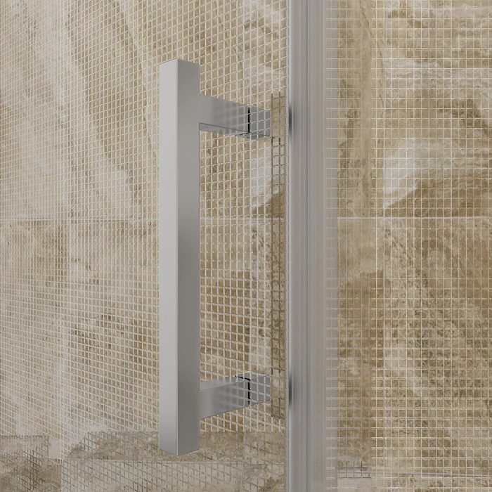 Sunny Neo Angle Frameless Corner Entry Shower Enclosure with Base, Clear ANSI Glass Pivot Shower Doors - Satin Showers